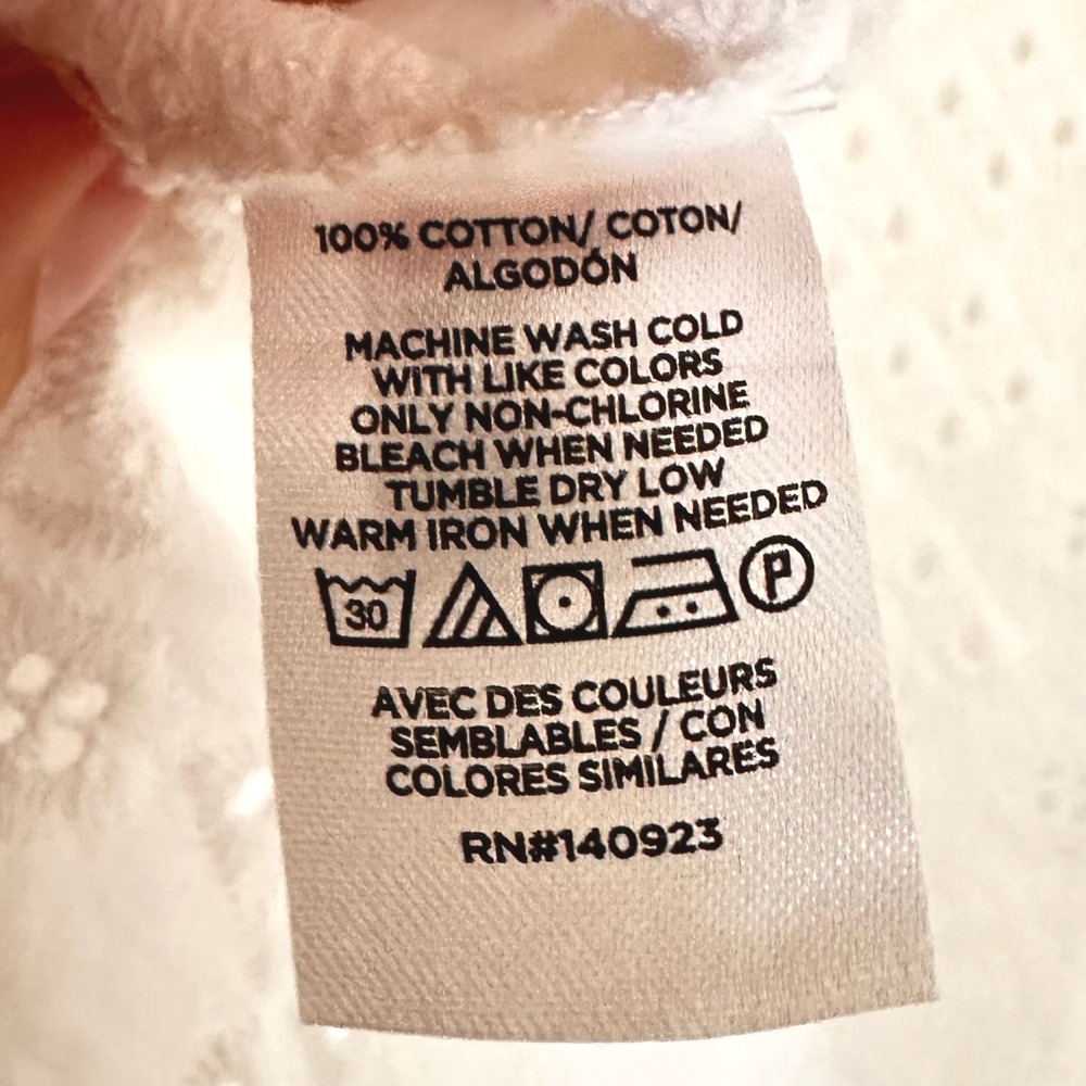 Loft White Eyelet Cotton Button Down Tunic XL Beach Cottagecore Coquette - Picture 6 of 6